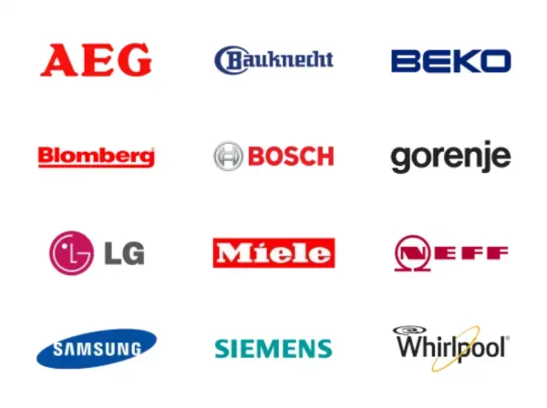 Logos verschiedener Waschmaschinenhersteller